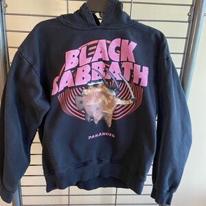 Black Sabbath Paranoid Graphic Hoodie - Black with Pink Print